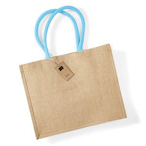 Westford Mill WM407 - Jute classic shopper Natural / Surf Blue