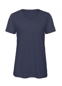B&C BC058 - Women's tri-blend v-neck t-shirt Heather Navy