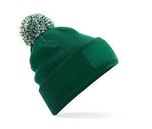 Beechfield BF443 - snowstar® beanie with branding area Bottle Green / Off White