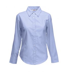 Fruit of the Loom SC411 - Lady-fit poplin long sleeve shirt Mid Blue