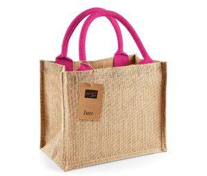 Westford Mill WM412 - Jute mini gift bag Natural / Fuchsia