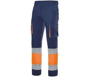 VELILLA V3030 - HIGH-VISIBILITY TWO-TONE MULTI-POCKET PANTS Grey/Fluo Yellow