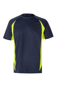 Velilla 105501 - TWO-TONE TECHNICAL T-SHIRT NAVY BLUE/HI-VIS YELLOW