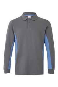 Velilla 105514 - LS TWO-TONE POLO Grey / Sky Blue