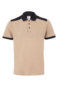 Velilla 105519S - SS TWO-TONE STRETCH POLO SAND BEIGE/BLACK