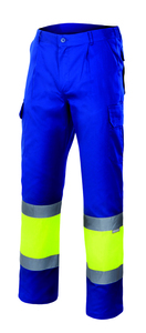 Velilla 157 - HV TWO-TONE TROUSERS ROYAL BLUE/HI-VIS YELLOW