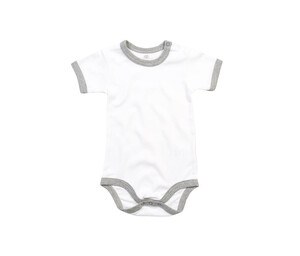 BABYBUGZ BZ019 - Baby bodysuit with contrasts White/Heather Grey Melange