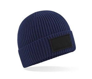 BEECHFIELD BF442R - Beanie with patch for decoration Oxford Navy/Black